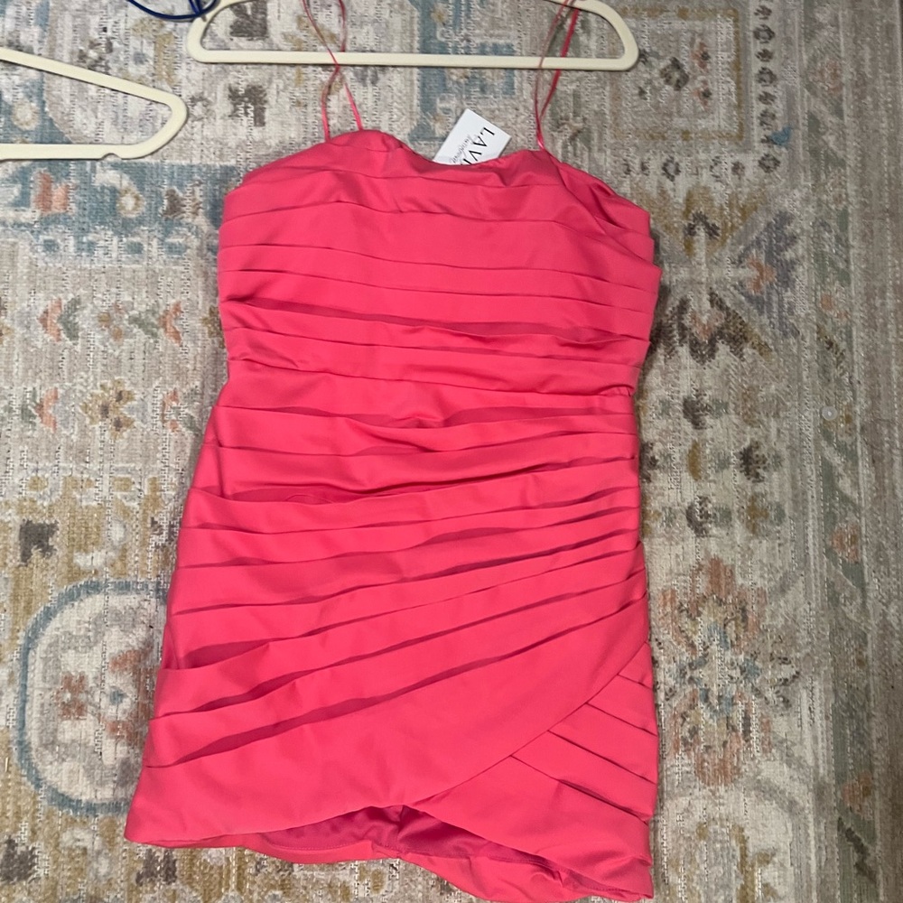Strapless Pink Pleated Cocktail Dress